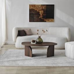 CALICOSY Coffee Table With Ally Shaped Top & Wide Legs, 100 Cm Long - ROCK in Walnut - thumbnail 4