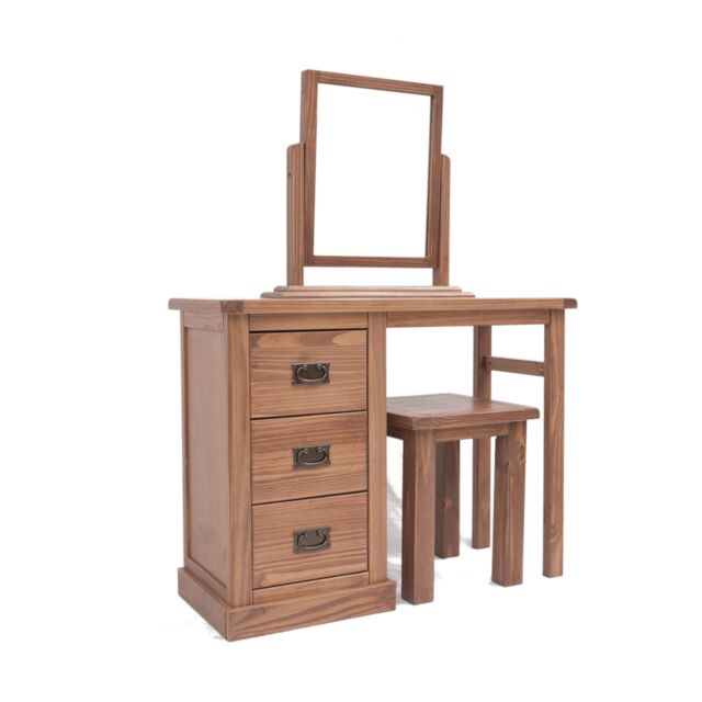 Cabinet Bits Tirolo 3 Drawer Dressing Table Set Brass Drop Handle in Brown - image 1