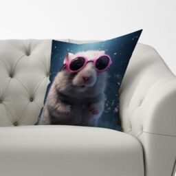 Warren Reed - Designer Splashart DoorMouse with Pink Glasses Cushions - Size: 45 cm x 45 cm - thumbnail 3