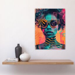 "Artery8 Indie Culture Vibrant Conceptual Art Portrait Wall Art Print in Orange - Size: W12"" x H16""" - thumbnail 4