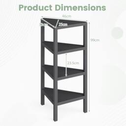 Costway Wooden Plant Stand 4-Tier Corner Bookshelf w/ Open Slatted Shelves in Black - thumbnail 2
