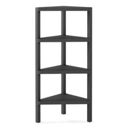 Costway Wooden Plant Stand 4-Tier Corner Bookshelf w/ Open Slatted Shelves in Black - thumbnail 6