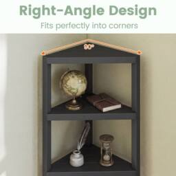 Costway Wooden Plant Stand 4-Tier Corner Bookshelf w/ Open Slatted Shelves in Black - thumbnail 9