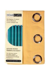 Homescapes Herringbone Blackout Curtains Pair Eyelet Style in Yellow - Size: 117 cm width x 229 cm drop - thumbnail 5