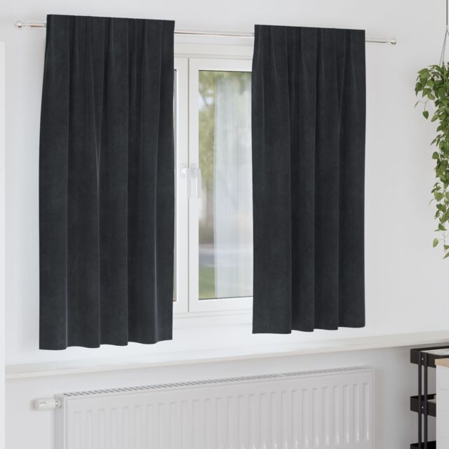 Berkfield Home Blackout Curtains with Top Tape 2 pcs Black Velvet - image 1