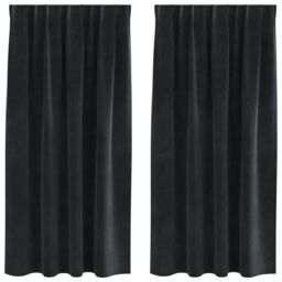Berkfield Home Blackout Curtains with Top Tape 2 pcs Black Velvet - thumbnail 2