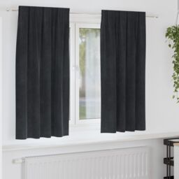 Berkfield Home Blackout Curtains with Top Tape 2 pcs Black Velvet - thumbnail 1