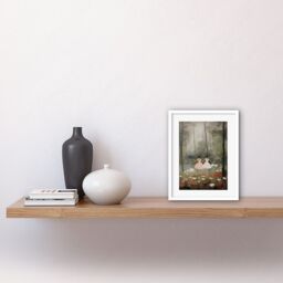 "Artery8 Wall Art Print Forest Ballet Oil Painting Kids Bedroom Ballerinas Gracefully Dancing by a Lake Artwork Framed 9X7 Inch - Size: W7"" x H9""" - thumbnail 2