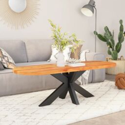 Berkfield Home Table Top 100x40x3.8 cm Oval Solid Wood Acacia in Brown - thumbnail 2