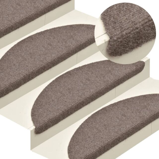 Berkfield Home Self-adhesive Stair Mats 5 pcs Cream 56x17x3 cm Needle Punch - Size: Medium - image 1