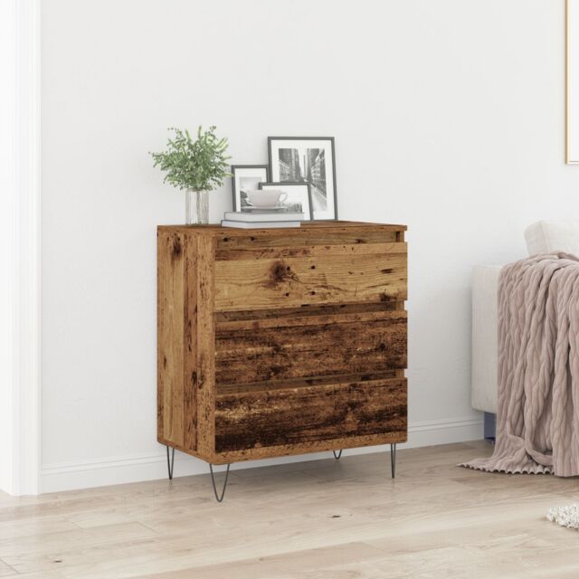 Berkfield Home Sideboard with Drawers Old Wood 60x35x70 cm Engineered Wood in Brown - Size: 60 x 35 x 70 cm - image 1