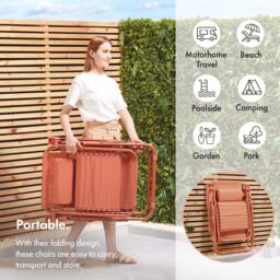 VonHaus Verona Set of 2 Textilene Folding Garden Zero Gravity Chairs in Burnt Orange - Size: 2 Pack - thumbnail 4