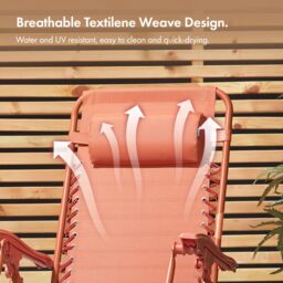 VonHaus Verona Set of 2 Textilene Folding Garden Zero Gravity Chairs in Burnt Orange - Size: 2 Pack - thumbnail 7