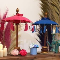 Serenityy Bali Home Decor Parasol - Woven Cotton Canvas Turquoise - 40cm - Size: 40 cm - thumbnail 7