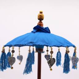 Serenityy Bali Home Decor Parasol - Woven Cotton Canvas Turquoise - 40cm - Size: 40 cm - thumbnail 2