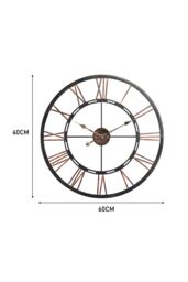 Living and Home 60cm Dia Black Skeleton Roman Numeral Wall Clock - thumbnail 6