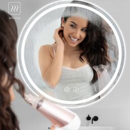 Dprodo 3 Color Temperature LED Bathroom Mirror Round Vanity Mirror in White - Size: 1 Pack - thumbnail 2