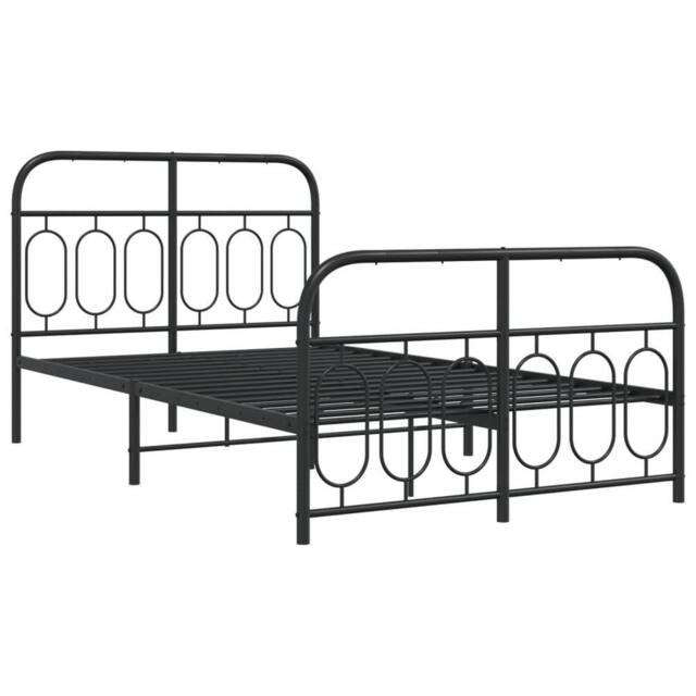 Berkfield Home Metal Bed Frame without Mattress with Footboard Black 120x190cm - Size: 120x190 cm - image 1