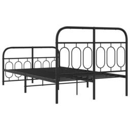 Berkfield Home Metal Bed Frame without Mattress with Footboard Black 120x190cm - Size: 120x190 cm - thumbnail 6