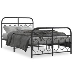 Berkfield Home Metal Bed Frame without Mattress with Footboard Black 120x190cm - Size: 120x190 cm - thumbnail 3