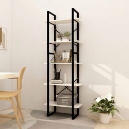 Berkfield Home 5-Tier Book Cabinet White 60x30x175 cm Pinewood - Size: 60 x 30 x 175 cm - thumbnail 1