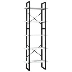 Berkfield Home 5-Tier Book Cabinet White 60x30x175 cm Pinewood - Size: 60 x 30 x 175 cm - thumbnail 2