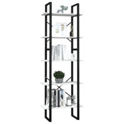 Berkfield Home 5-Tier Book Cabinet White 60x30x175 cm Pinewood - Size: 60 x 30 x 175 cm - thumbnail 3