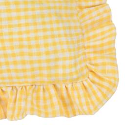Furn Les Petite Fleurs 100% Cotton Gingham Ruffle Cushion in Yellow - Size: 30 cm x 50 cm - thumbnail 6