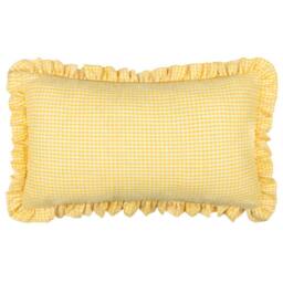 Furn Les Petite Fleurs 100% Cotton Gingham Ruffle Cushion in Yellow - Size: 30 cm x 50 cm - thumbnail 3
