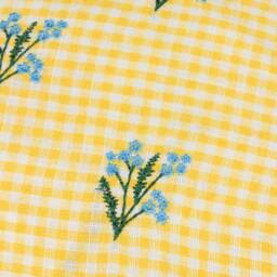 Furn Les Petite Fleurs 100% Cotton Gingham Ruffle Cushion in Yellow - Size: 30 cm x 50 cm - thumbnail 5