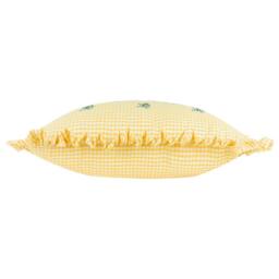 Furn Les Petite Fleurs 100% Cotton Gingham Ruffle Cushion in Yellow - Size: 30 cm x 50 cm - thumbnail 4