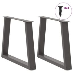 Berkfield Home Dining Table Legs V-Shape 2 pcs Anthracite 60x(42-43.3) cm Steel in Black - thumbnail 3