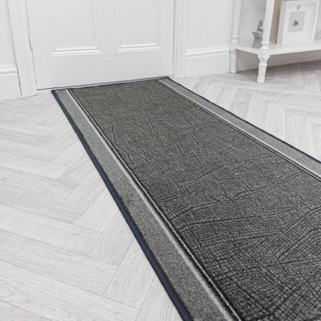 runrug Hallway Carpet Runner Rug - Soft & Comfy, Non-Slip, 8mm - 'Gala' in Dark Grey - Size: 100 cm x 330 cm - image 1