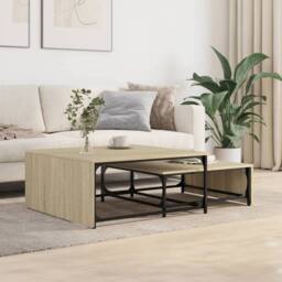 Berkfield Home Nesting Coffee Tables 2 pcs Sonoma Oak Engineered Wood & Metal in Natural