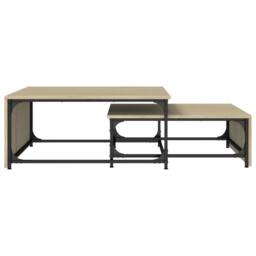 Berkfield Home Nesting Coffee Tables 2 pcs Sonoma Oak Engineered Wood & Metal in Natural - thumbnail 5
