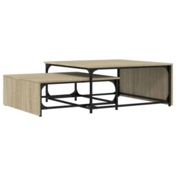 Berkfield Home Nesting Coffee Tables 2 pcs Sonoma Oak Engineered Wood & Metal in Natural - thumbnail 7