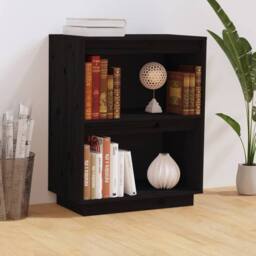 Berkfield Home Console Cabinet Black 60x34x75 cm Solid Wood Pine - Size: 60 x 34 x 75 cm - thumbnail 2