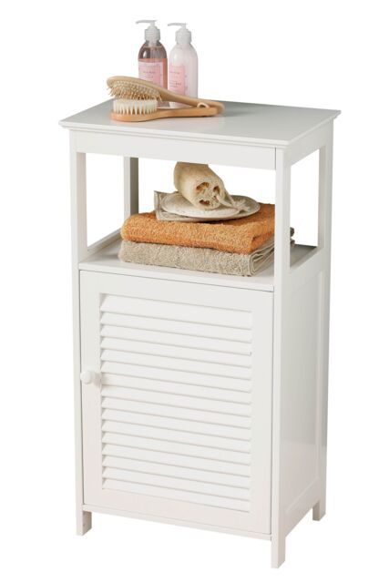 Orsina Shutter White Wood Floor Cabinet - image 1