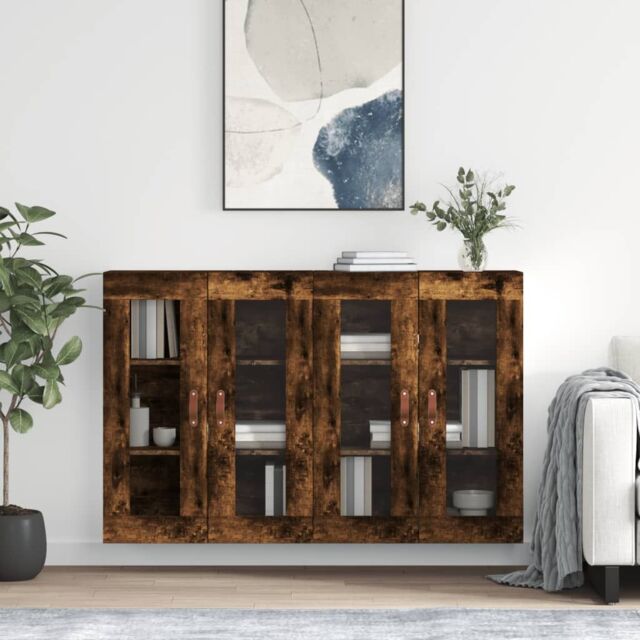 Berkfield Home Wall Mounted Cabinets 2 pcs Smoked Oak Engineered Wood in Brown - image 1