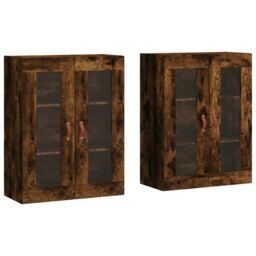 Berkfield Home Wall Mounted Cabinets 2 pcs Smoked Oak Engineered Wood in Brown - thumbnail 2