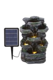 Living and Home Faux Rockery Garden Solar-Powered Water Fountain with Lights in Grey - thumbnail 4