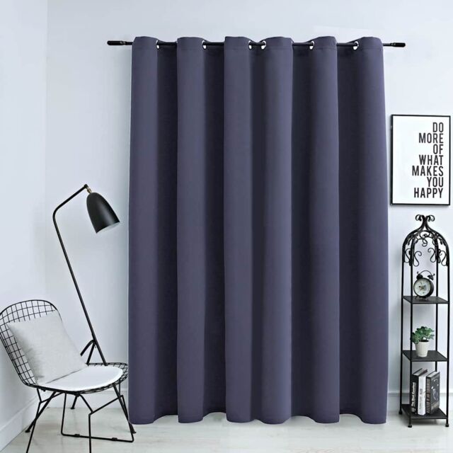 Berkfield Home Blackout Curtain with Metal Rings Anthracite 290x245 cm - image 1