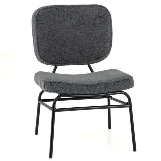Gymax Upholstered Accent Chair Sherpa Side Chair With Adjustable Foot Pads in Grey - image 1