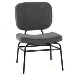 Gymax Upholstered Accent Chair Sherpa Side Chair With Adjustable Foot Pads in Grey - thumbnail 1