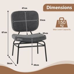 Gymax Upholstered Accent Chair Sherpa Side Chair With Adjustable Foot Pads in Grey - thumbnail 2