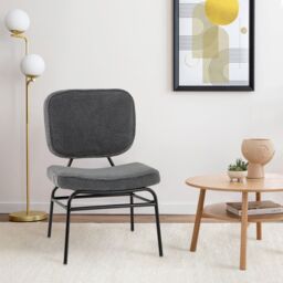 Gymax Upholstered Accent Chair Sherpa Side Chair With Adjustable Foot Pads in Grey - thumbnail 3