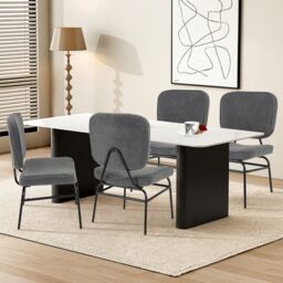 Gymax Upholstered Accent Chair Sherpa Side Chair With Adjustable Foot Pads in Grey - thumbnail 6