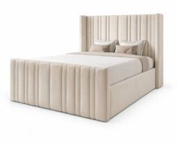 SOFT SNOOZE BEDS Panel Divan Ottoman Upholstered Storage Bed in Beige - Size: King - thumbnail 9