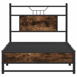 Berkfield Home Bed Frame without Mattress Smoked Oak 75x190 cm Small Single Engineered Wood in Brown - thumbnail 6