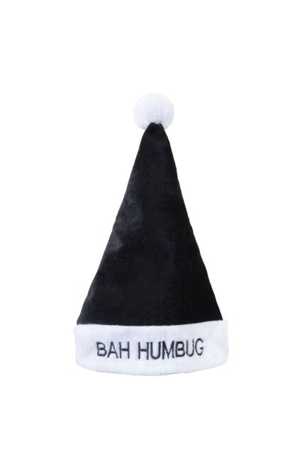 VFM e-Store Santa Hat Bah Humbug Christmas Hat X 1 30cm x 42cm Black - Size: 30 cm x 42 cm - image 1